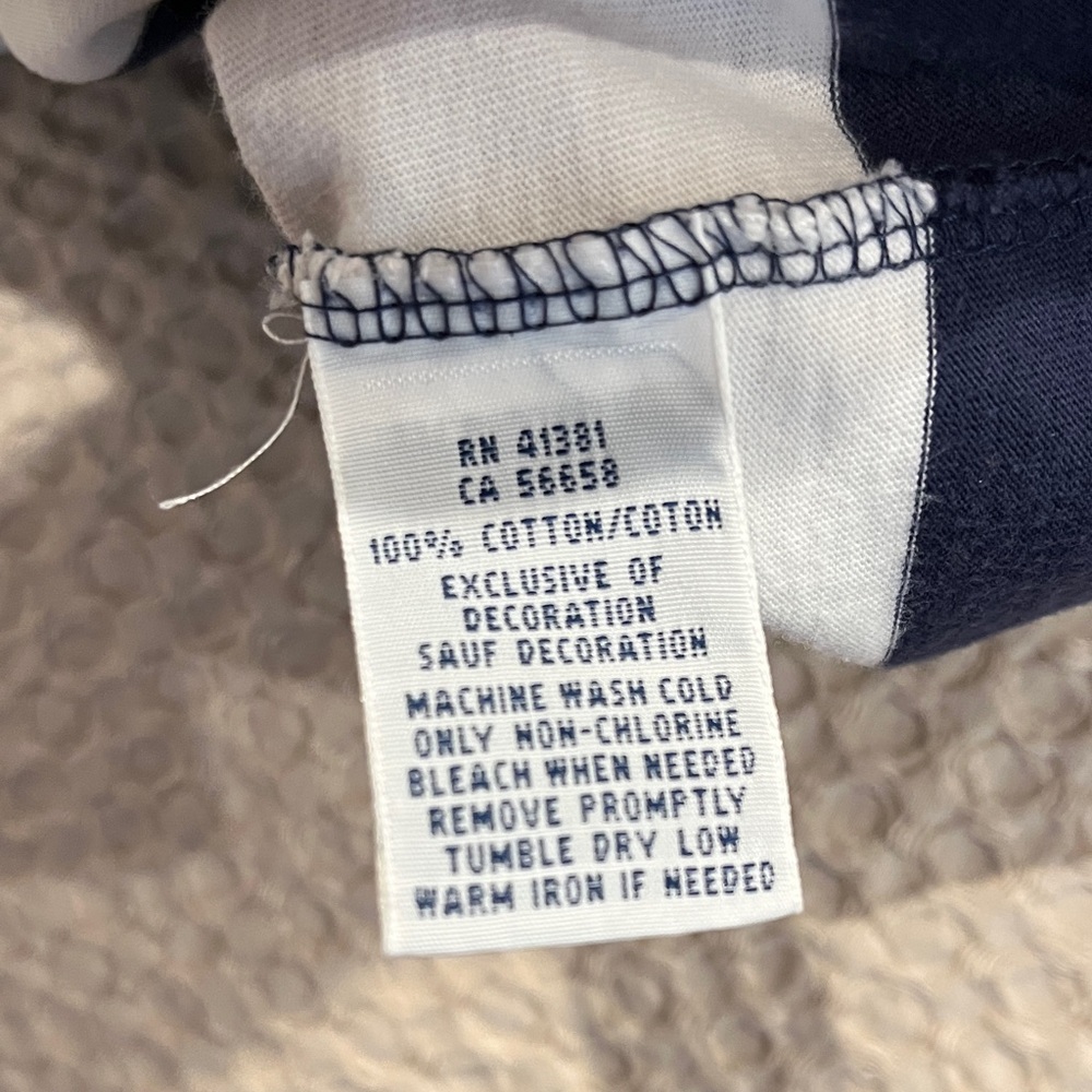 Ralph Lauren Navy and White Striped V-Neck Shirt - Picture 4 of 4